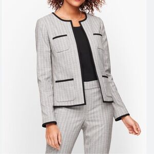 TALBOTS White & Black Westport Tweed Blazer Jacket